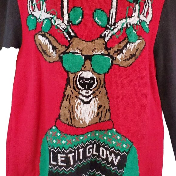 Ugly Christmas Sweater Men's Small Knit Pullover Reindeer Light Up Long Sleeve - Picture 9 of 10